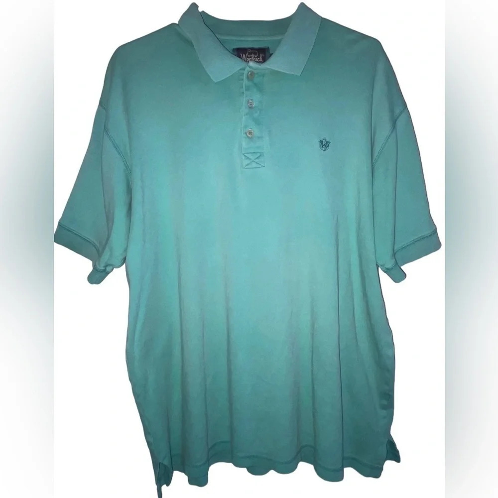 Woolrich Vintage Polo Shirt Mens Size Large Teal Preppy 100% Cotton